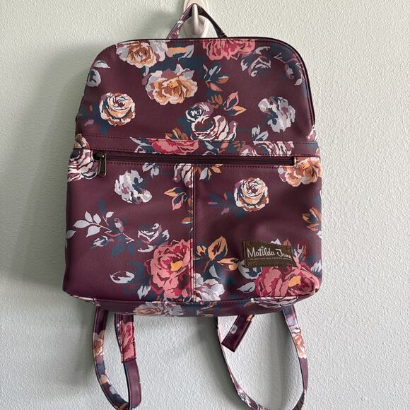 Matilda Jane Moments With You Plum Perfect Floral Backpack Purse - Picture 1 of 4